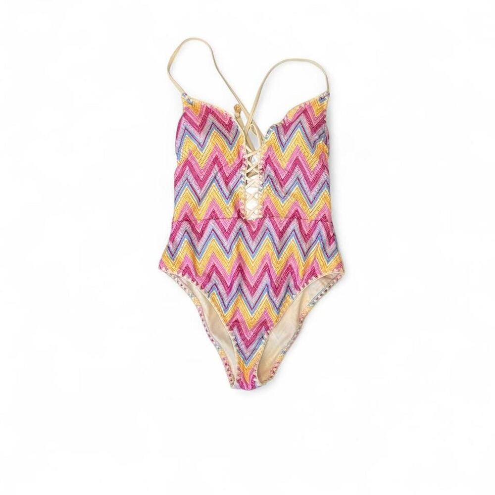 Jessica Simpson Chevron Crochet One Piece